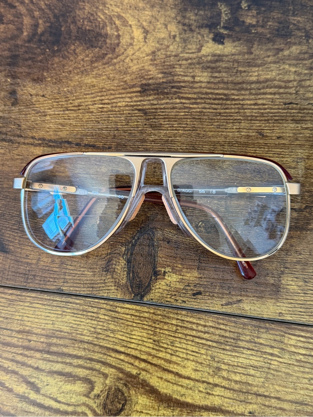 Vintage Enrico Biaggi‎ EB40 Oversized Navigator Eyeglass Frames 55-18 Italy Gold